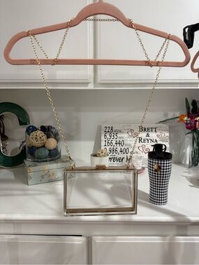 Clear Acrylic Box Clutch with Gold Chain